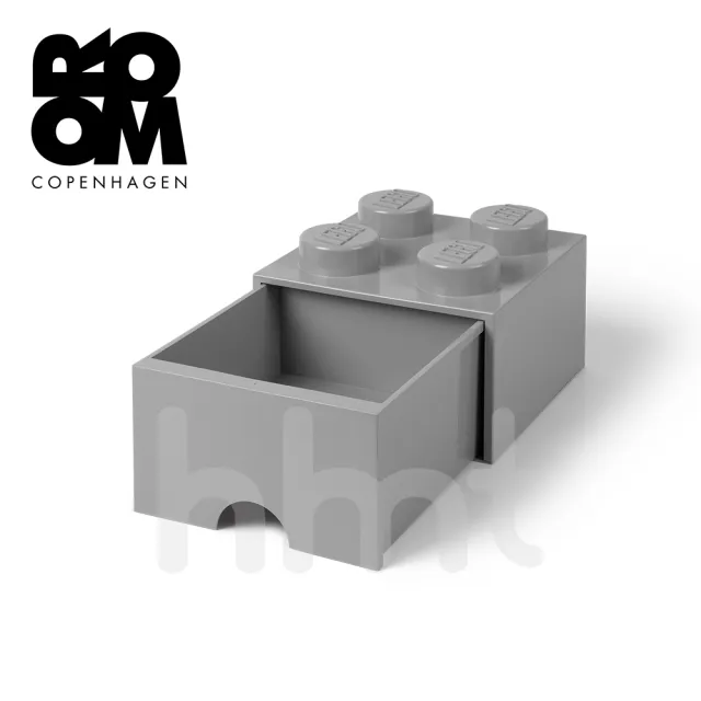 【LEGO 樂高】Room Copenhagen LEGO☆ Storage Brick 4樂高積木經典方塊四抽屜盒-灰色(樂高玩具收納盒)