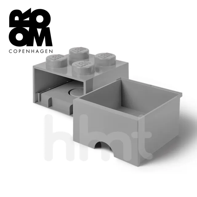 【LEGO 樂高】Room Copenhagen LEGO☆ Storage Brick 4樂高積木經典方塊四抽屜盒-灰色(樂高玩具收納盒)
