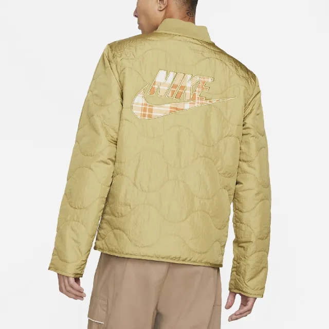 【NIKE 耐吉】外套 NSW Swoosh Jacket 男款 運動休閒 尼龍 防潑水 保暖 穿搭 綠 橘(DO2966-379)