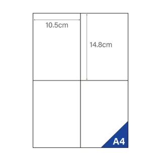 【OKPP歐凱普】A4柔光三用電腦標籤貼紙 4格 10.5*14.8cm 直角 100張