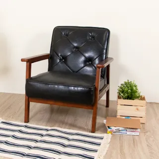 【原森道傢俱職人】實木扶手皮革大椅面單人座沙發(台灣製造)