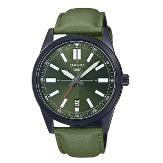 【CASIO 卡西歐】指針男錶 皮革錶帶 生活防水 日期顯示 MTP-VD02BL(MTP-VD02BL-3E)