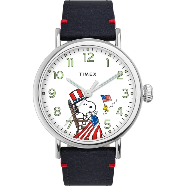 TIMEX 天美時 x SNOOPY 限量聯名系列 美國國旗款手錶(白x黑TXTW2U72800)