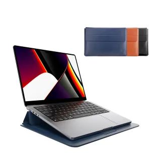 【SwitchEasy 魚骨牌】MacBook Pro 16吋 EasyStand 輕薄支架皮革電腦包(通用M2 Pro / M2 Pro Max 晶片)