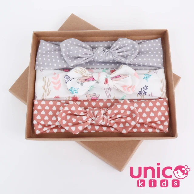 【UNICO】兒童 歐美系髮帶禮盒裝-兔子印花風(配件/飾品)