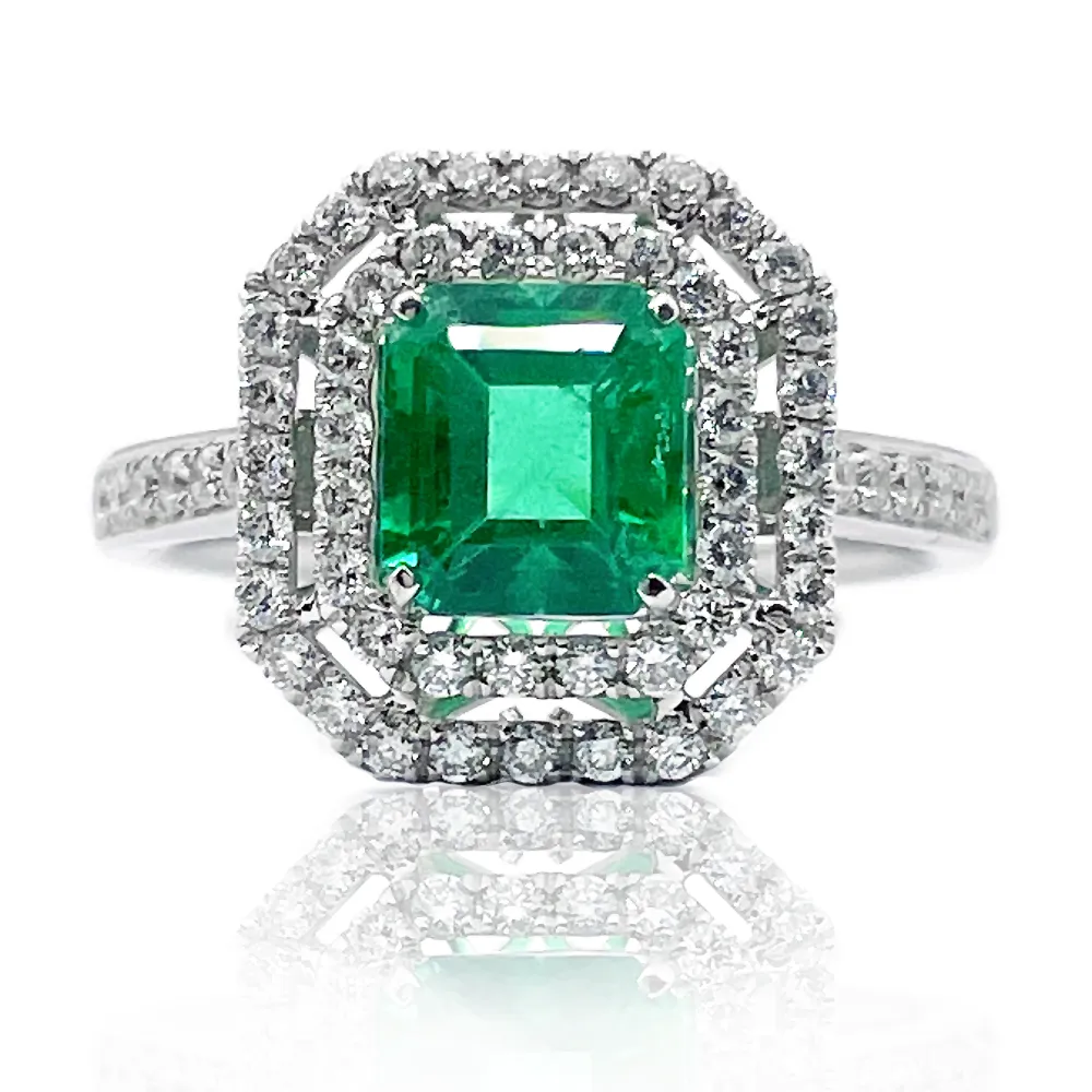 【CC Diamond】天然祖母綠1.29ct鑽石戒指(極微油 玻璃體)