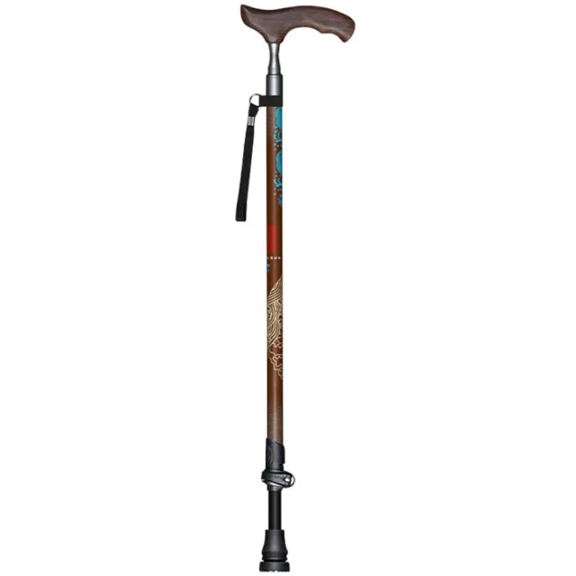 【PUSH!】戶外用品可伸縮拐杖老人拐杖碳纖維手杖登山杖雞翅木手柄(P117)