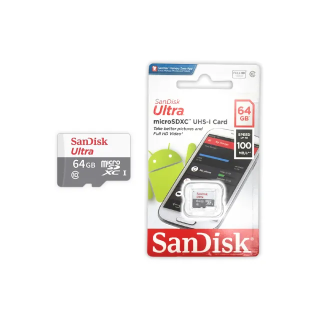 【SanDisk 晟碟】64GB Ultra micro SDXC C10記憶卡100MB/s(2入組)