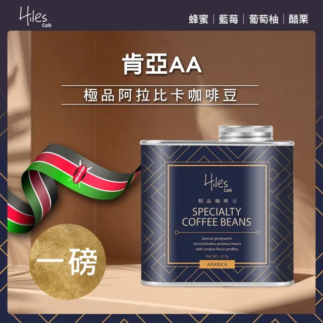 【Hiles】肯亞AA極品咖啡豆-淺中烘焙(225gx2罐)