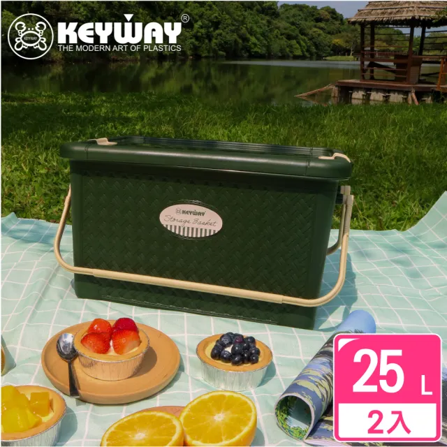 【KEYWAY 聯府】須賀川大手提收納箱-2入(收納箱 藤紋 鄉村風 MIT台灣製造)