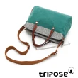 【tripose】漫遊系列岩紋雙拉鍊手提斜背包(森林綠)