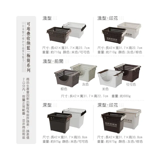 【日本平和HEIWA】堆疊收納籃/雙色(深型)