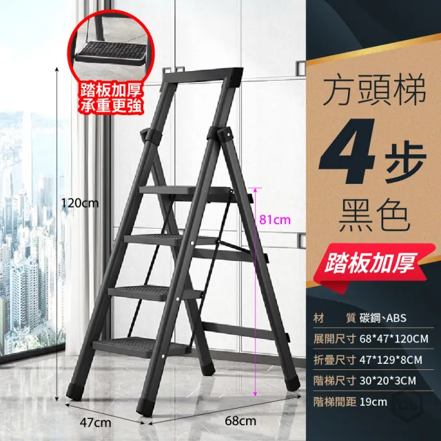 【DE生活】四階 碳鋼人字梯＋工具架