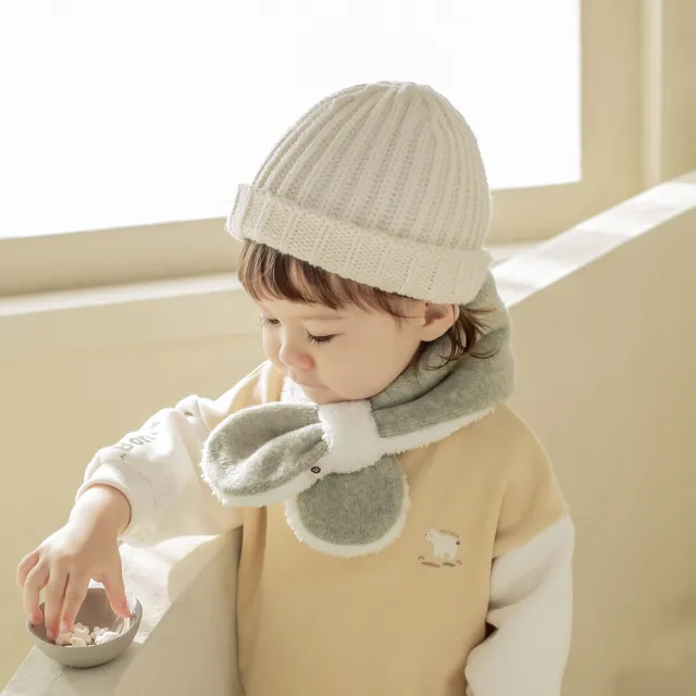 【Happy Prince】韓國製 Boana淺灰雪絨內裡嬰兒童圍巾(寶寶圍脖圍巾口水巾)