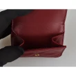 【Balenciaga 巴黎世家】BALENCIAGA TOUCH古銅LOGO格紋羊皮3卡扣式短夾(深紅)