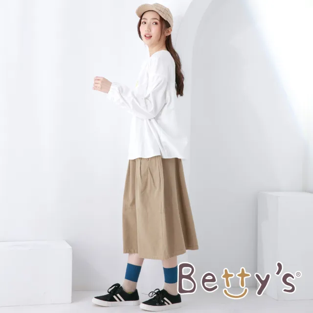【betty’s 貝蒂思】圓領落肩特色繡圖上衣(白色)
