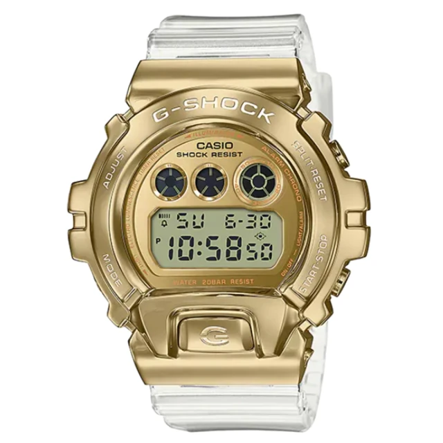 【CASIO 卡西歐】G-SHOCK 金屬錶圈 透明手錶(金色_GM-6900SG-9)
