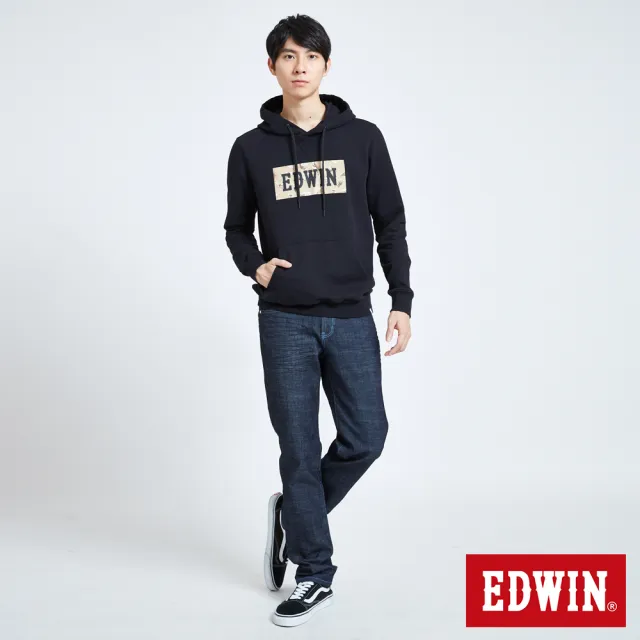 【EDWIN】男裝 沙漠迷彩長袖連帽T恤(黑色)