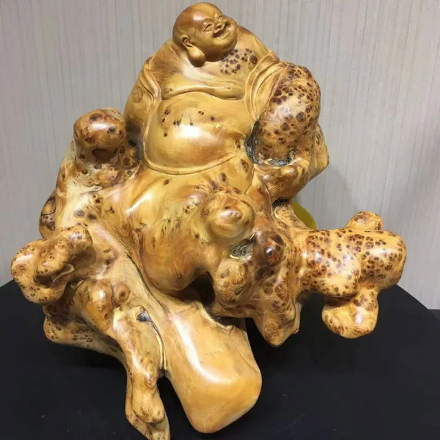 【桃花源創意工坊】飛天彌勒崖柏瘤(木雕藝術/禮品/居家擺飾/玄關)