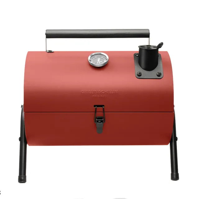 【YU Living 信歐傢居】北歐工業風 鐵製煙囪式立體燒烤 悶烤爐 烤肉爐(紅色)