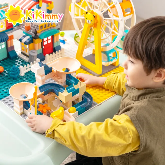 【kikimmy】兒童多功能學習/遊戲積木桌椅套組(加贈224PCS大顆粒積木)