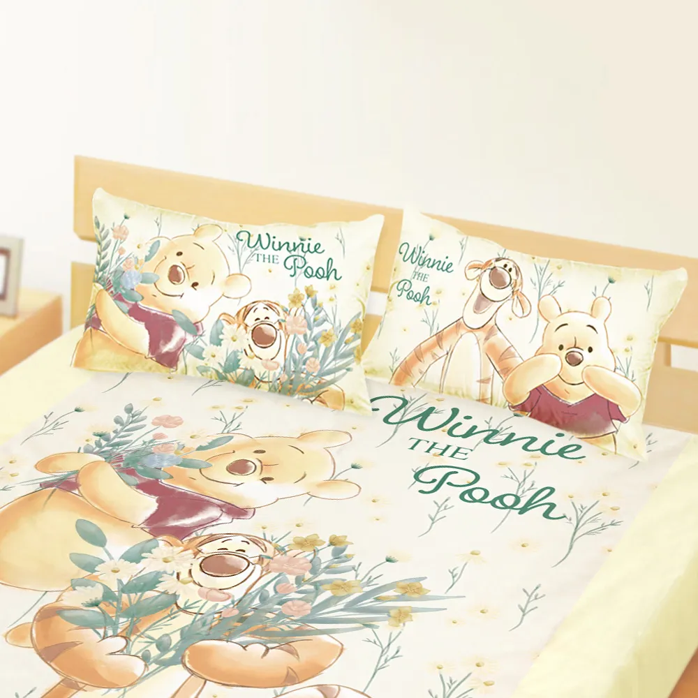 【享夢城堡】信封枕套2入(迪士尼小熊維尼Pooh 花日秘境-米黃)