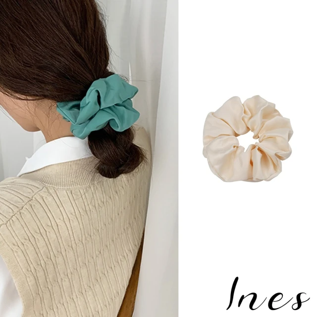 【INES】純色髮圈 緞面髮圈/韓國設計光澤純色緞面髮圈 大腸圈(4色任選)