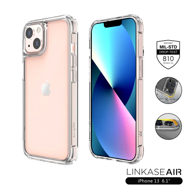 【ABSOLUTE】iPhone 13 6.1吋專用 LINKASEAIR軍規防摔抗變色抗菌大猩猩玻璃保護殼(不思議淨透)