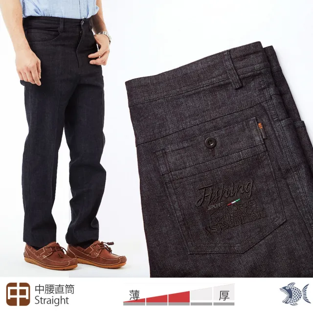 【NST JEANS】穿搭友善 黑丹寧 硬挺牛仔男褲-中腰直筒(398-66736)