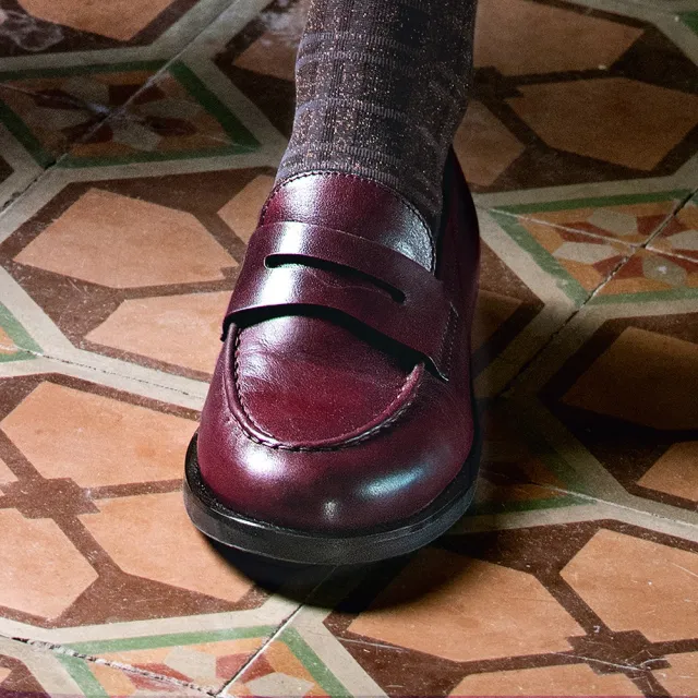 【GRUNLAND】義大利學院風典雅樂福鞋 ZIGO SC2495 鳶紫紅(義大利進口健康舒適鞋 限量色)