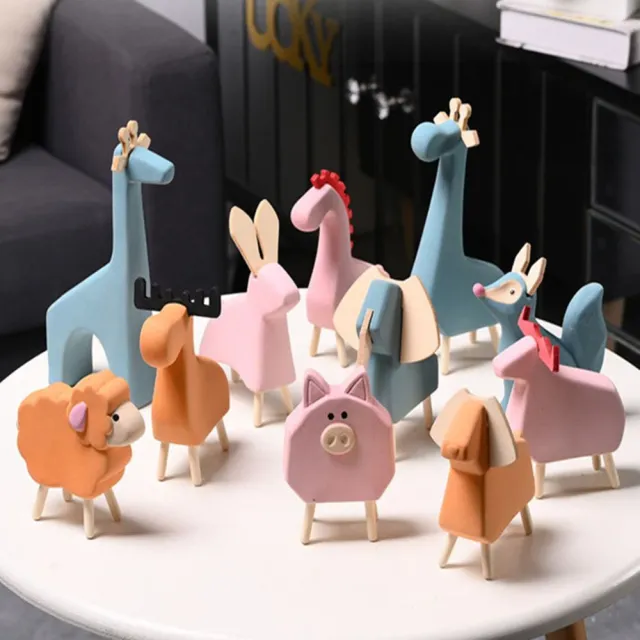 【JEN】北歐手工創意可愛動物陶瓷木腳工藝品居家裝飾擺飾(大中小象三件組)