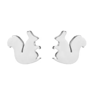 【VIA】白鋼耳釘 白鋼耳環 動物耳釘 松鼠耳釘/動物系列 可愛小松鼠造型白鋼耳釘(鋼色)