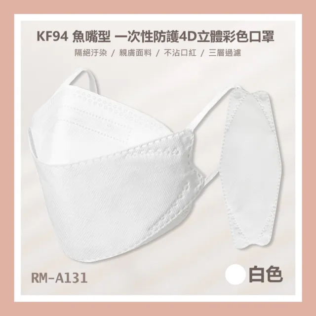 【IS】RM-A131 KF94魚嘴型一次性防護4D立體彩色口罩 10入/包