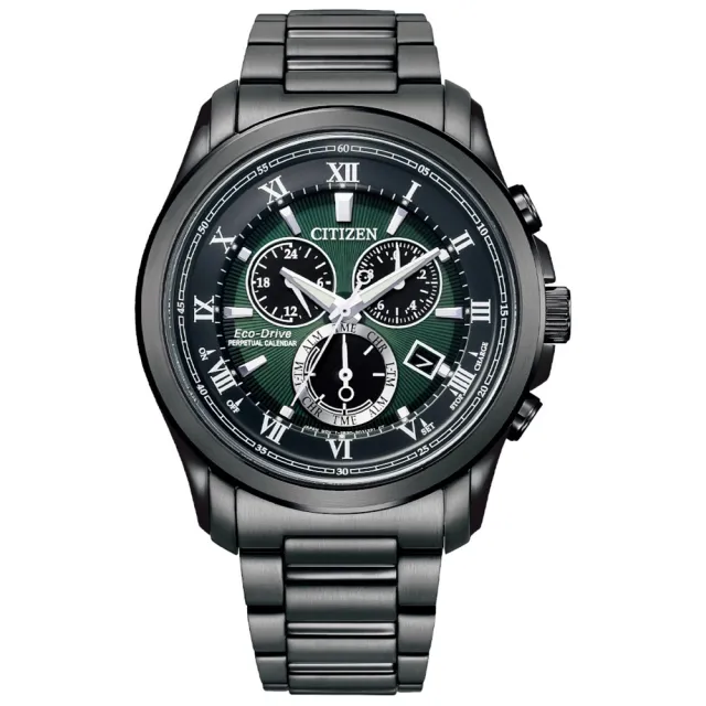 【CITIZEN 星辰】GENTS古羅馬限定黑鋼帶錶三眼男士43mm(BL5547-89X)