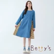 【betty’s 貝蒂思】拼接貓咪印花牛仔洋裝(淺藍)