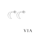 【VIA】白鋼耳釘 白鋼耳環 縷空耳釘 月亮耳釘/星空系列 縷空月亮線條造型白鋼耳釘(鋼色)