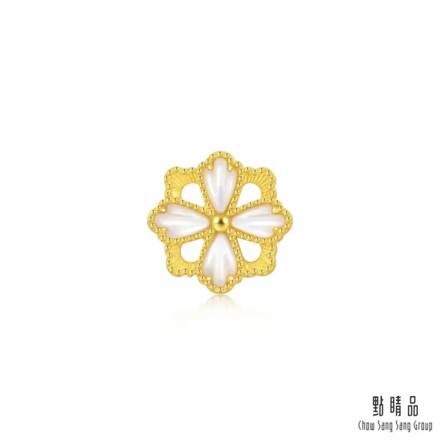 【點睛品】格桑花 黃金貝母耳環(單只)