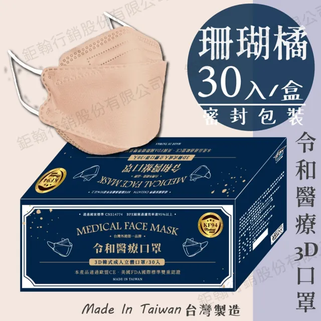 【令和】雙鋼印韓版成人3D醫療口罩2盒組-(特殊色 KF94 30入/盒 共60入)