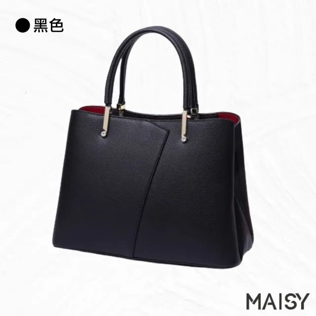 【MAISY】韓版真皮鑲鑽肩背斜背手提包(真皮包包 現+預  黑 / 粉 / 酒紅 / 深藍 / 淺藍)
