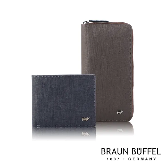 【BRAUN BUFFEL 德國小金牛】台灣總代理 戰神 17卡拉鍊零錢袋長夾-藍色(BF378-631-NY)