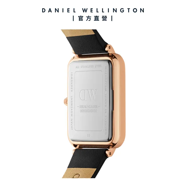 【Daniel Wellington】DW 手錶  Quadro  Sheffield 29x36.5mm 經典黑真皮皮革大方錶(DW00100449)