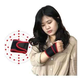 【Qi Mei 齊美】鍺x磁能 黏扣式健康能量竹炭護腕1入組-台灣製(磁力貼 痠痛藥布 運動護腕 護具)