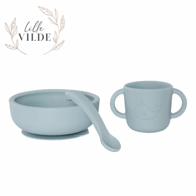 【By Lille Vilde】矽膠餐具禮盒組(學習餐具 兒童餐碗組 水杯)