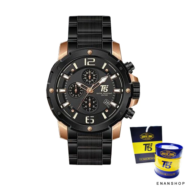 【ENANSHOP 惡南宅急店】T5真三眼金屬錶 附禮盒提袋保證書 精品品牌男錶 流行 手錶-0623F