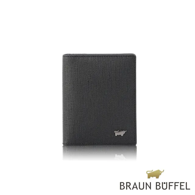 【BRAUN BUFFEL 德國小金牛】台灣總代理 戰神 薄型名片夾-黑色(BF378-120-BK)