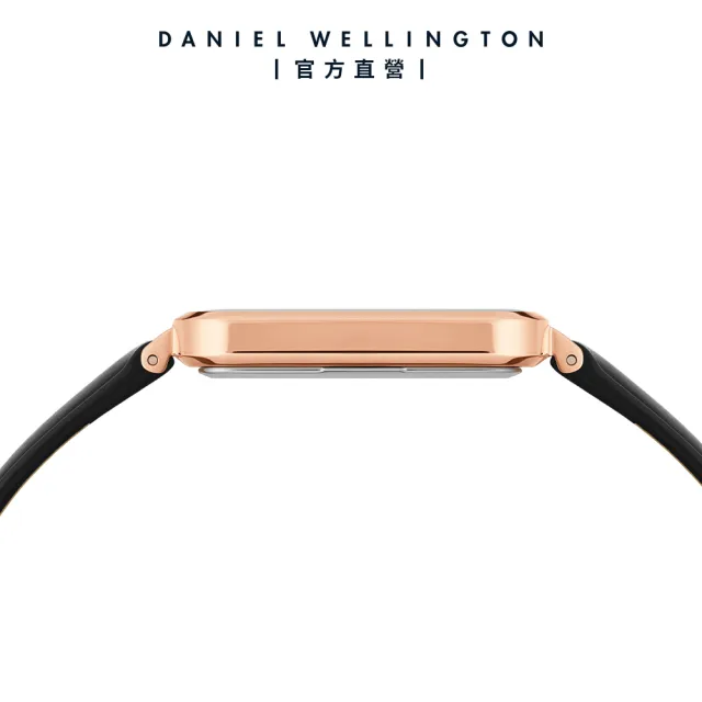 【Daniel Wellington】DW 手錶 Quadro Sheffield 29x36.5mm 經典黑真皮皮革大方錶(DW00100450)