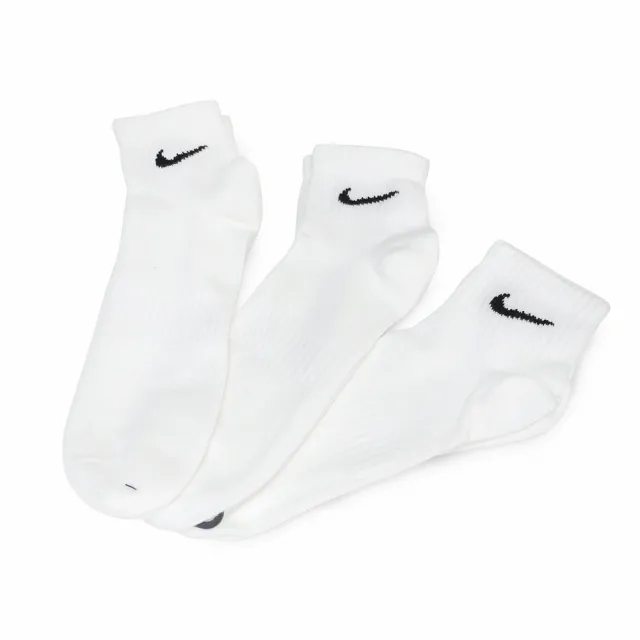 【NIKE 耐吉】Nike 襪子 薄款 Lightweight  白 三雙入 短襪 白襪(SX7677-100)