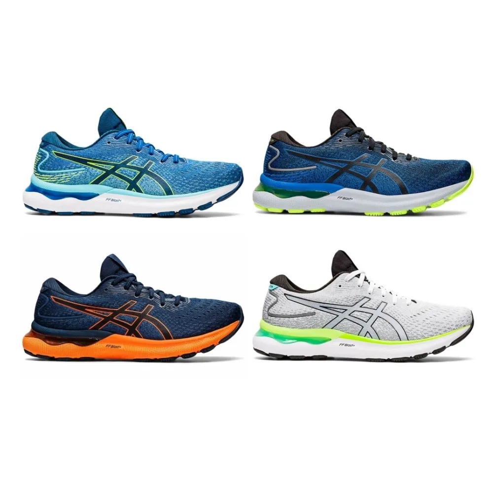 【asics 亞瑟士】GEL-NIMBUS 24 男款 慢跑鞋 一般楦(1011B359-400-003-402-100 藍黃/藍黑/藍橘/灰綠)