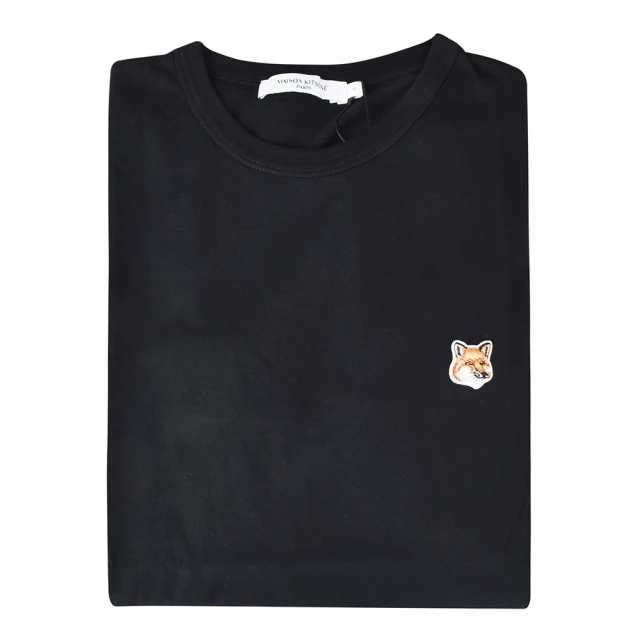 【Maison Kitsune】MAISON KITSUNE刺繡LOGO狐狸設計棉質短袖T-Shirt(黑)