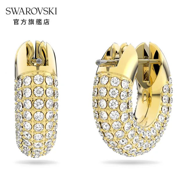 【SWAROVSKI 官方直營】Dextera 大圈耳環 密鑲 白色 鍍金色色調 交換禮物